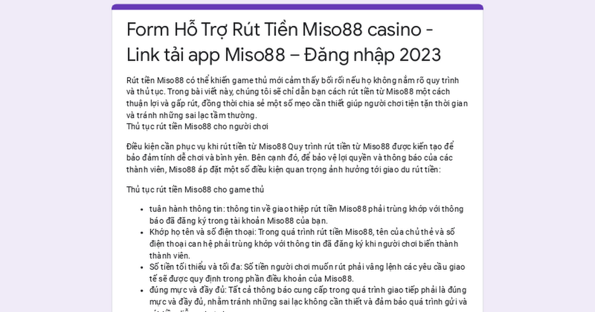 Rút tiền Miso88– chơi hay rút tiền liền tay